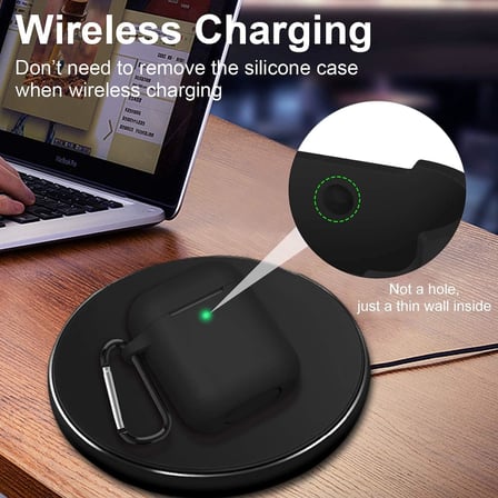 AirPods 1/2. Nesil ile Uyumlu İnce ve Hafif Silikon Kılıf, Yumuşak Esnek Tasarım, Anahtarlıklı, Kablolu ve Kablosuz Şarj Uyumlu, Günlük Kullanım Aksesuarı – Siyan (A1523 A1722 A1602 A2031 A2032)
