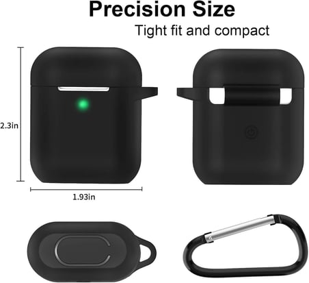 AirPods 1/2. Nesil ile Uyumlu İnce ve Hafif Silikon Kılıf, Yumuşak Esnek Tasarım, Anahtarlıklı, Kablolu ve Kablosuz Şarj Uyumlu, Günlük Kullanım Aksesuarı – Siyan (A1523 A1722 A1602 A2031 A2032)