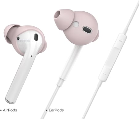 AirPods 1. & 2. Nesil Kulak İçi Kılıf – 3 Çift Small Silikon Uç – 0.5mm Ultra İnce, Kaymaz, Şarj Kutusuna Uyumlu, Konforlu & Hijyenik Kullanım Pembe