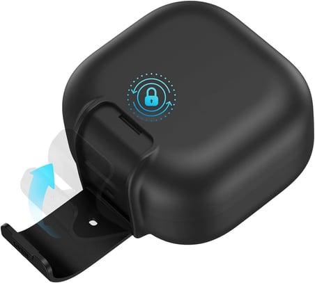 Samsung Galaxy Buds 4 için ve Buds 4 Pro ile Uyumlu Kılıf Güvenlik Kilitli Panzer Telefon Standlı Kulaklık Koruyucu Kapak Anahtarlıklı Kaymaz Soft Dokulu (Siyah, Galaxy Buds 4 Pro)