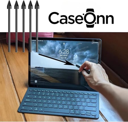 CaseOnn Plus Kalem Ucu 5 Adet Siyah Siyah Galaxy Tab S10 FE ile uyumlu