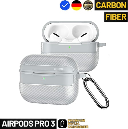 AirPods Pro 3. Nesil Uyumlu Karbon Fiber Hybrid Polymer Technology Premium Kulaklık Kılıfı (Gri)