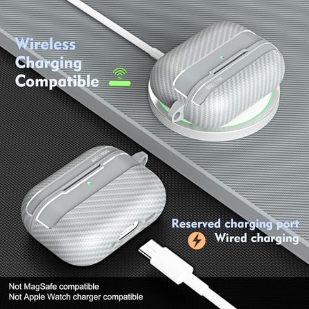 AirPods Pro 3. Nesil Uyumlu Karbon Fiber Hybrid Polymer Technology Premium Kulaklık Kılıfı (Gri)