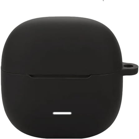 Xiaomi Redmi Buds 8 ile Uyumlu Silikon Kulaklık Kılıfı, Karabina Kancalı, Alt Şarj Kapağı Açılabilir, Darbe Emici Çizilme Önleyici Kaymaz Koruyucu Kulaklık Kılıfı Siyah