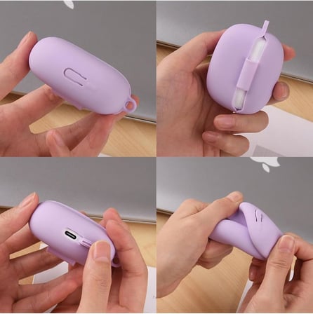 Xiaomi Redmi Buds 8 ile Uyumlu Silikon Kulaklık Kılıfı, Karabina Kancalı, Alt Şarj Kapağı Açılabilir, Darbe Emici Çizilme Önleyici Kaymaz Koruyucu Kulaklık Kılıfı Siyah