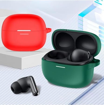 Xiaomi Redmi Buds 8 ile Uyumlu Silikon Kulaklık Kılıfı, Karabina Kancalı, Alt Şarj Kapağı Açılabilir, Darbe Emici Çizilme Önleyici Kaymaz Koruyucu Kulaklık Kılıfı Siyah