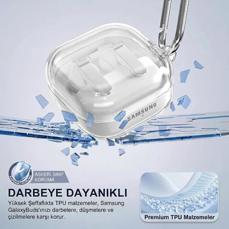 Samsung Galaxy Buds 4 / Buds 4 Pro Uyumlu Şeffaf Premium Kulaklık Kılıfı, Kulaklık İpi ve 3'ü 1 Arada Bluetooth Kulaklık Temizleme Kalemi Seti (Şeffaf)