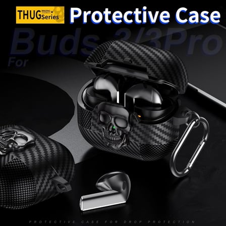 Samsung Galaxy Buds3 / Galaxy Buds3 Pro Ve Galaxy Buds 3 Fe Uyumlu Karbon Fiber Hybrid Polymer Technology Kuru Kafa Tasarım Güvenlik Kilitli Kulaklık Kılıfı