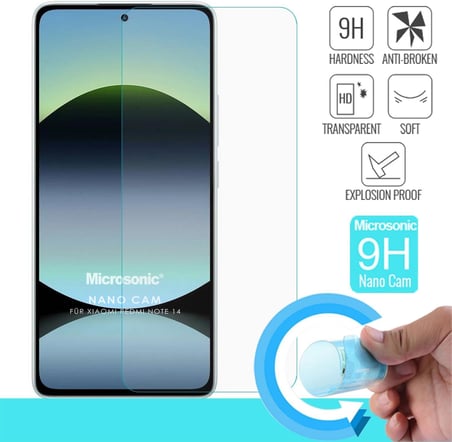 Xiaomi Redmi Note 14 Nano Glass Cam Ekran Koruyucu [Redmi Note 14 ile Uyumlu Ekran Koruyucu - Şeffaf]