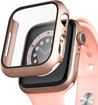 Apple Watch Series 9 41mm Kılıf Matte Premium Slim WatchBand Rose Gold [Watch Series 9 41mm ile Uyumlu Kordon - Rose Gold]