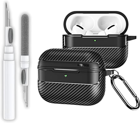 AirPods Pro 3. Nesil Uyumlu Karbon Fiber Hybrid Polymer Technology Premium Kulaklık Kılıfı ve 3'ü 1 Arada Bluetooth Kulaklık Temizleme Kalemi Seti (Siyah)