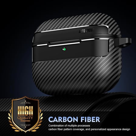 Airpods Pro 3 Nesil Uyumlu Karbon Fiber Hybrid Polymer Technology Premium Kulaklik Kilifi Ve 3'U 1 Arada Bluetooth Kulaklik Temizleme Kalemi Seti (Siyah)