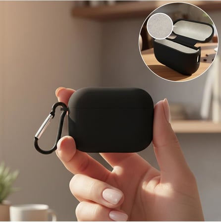 CaseOnn Kılıf Askı Aparatlı Lansman Siyah Siyah Apple AirPods Pro 3 ile uyumlu