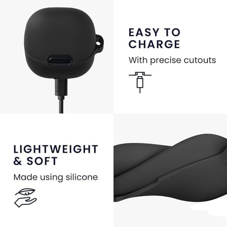 ANKER Soundcore Liberty 4 NC ile Uyumlu Kılıf Silikon Koruyucu Yumuşak Silikon Darbeye Dayanıklı Koruyucu Yüksek Kaliteli Kılıf Liberty 4 NC için Kancalı koruma (Lacivert)