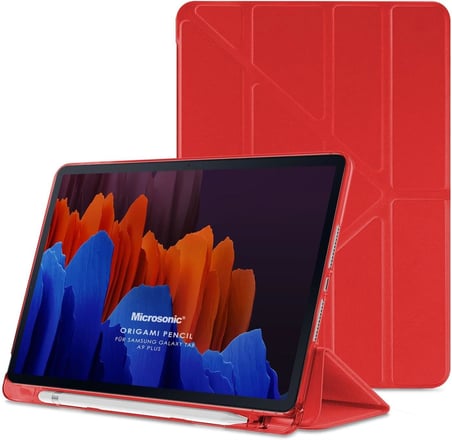 Samsung Galaxy Tab A9 Plus Kılıf Origami Pencil Kırmızı [Galaxy Tab A9 Plus ile Uyumlu Kılıf - Kırmızı]