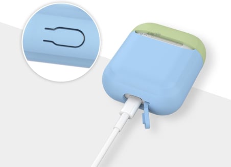 AirPods 1 & 2 Nesil Uyumlu Silikon Kılıf – Darbe Emici Yumuşak Mat Doku, Kaymaz Yüzey, Şarj Girişi Uyumlu, Yedek Üst Kapak Hediyeli Açık Mavi