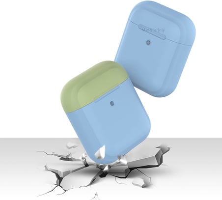 AirPods 1 & 2 Nesil Uyumlu Silikon Kılıf – Darbe Emici Yumuşak Mat Doku, Kaymaz Yüzey, Şarj Girişi Uyumlu, Yedek Üst Kapak Hediyeli Açık Mavi