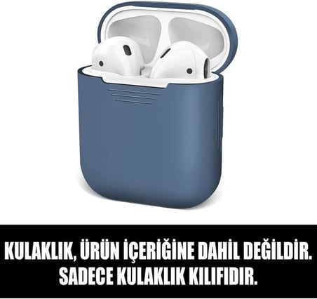Apple Airpods 1.Nesil 2.Nesil İle Uyumlu Silikon Kılıf (Lacivert)