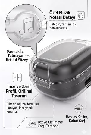 Samsung Galaxy Buds 4 Pro ile Uyumlu Kılıf, Şeffaf Silikon 360 Derece Tam Koruma Z-Airbag Teknolojisi, Çizilmeye Dayanıklı Esnek Koruyucu Kılıf, Kristal Berraklığında Tasarım Şeffaf