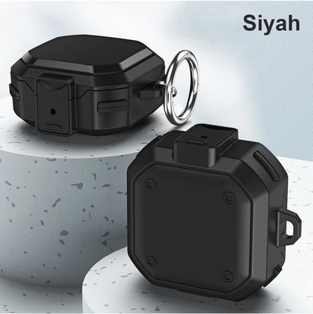 CaseOnn Kılıf Güvenlik Kilitli Military Tank Siyah Siyah Galaxy Buds FE - Buds Core ile uyumlu