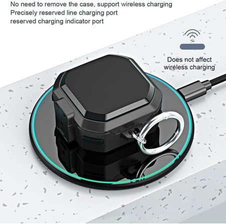 CaseOnn Kılıf Güvenlik Kilitli Military Tank Siyah Siyah Galaxy Buds FE - Buds Core ile uyumlu