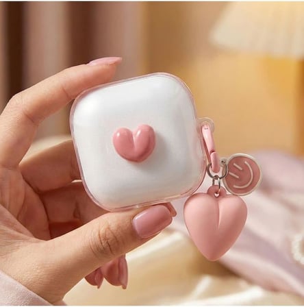 Samsung Galaxy Buds 4 Pro Kılıf Transparan Smiley Kalp Pembe