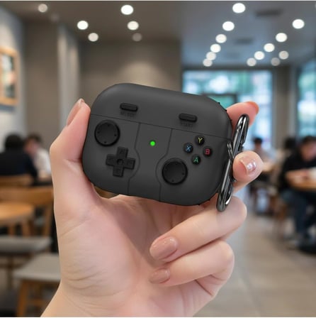 CaseOnn Kılıf Retro GamePad Siyah Siyah Samsung Galaxy Buds 3 ile uyumlu