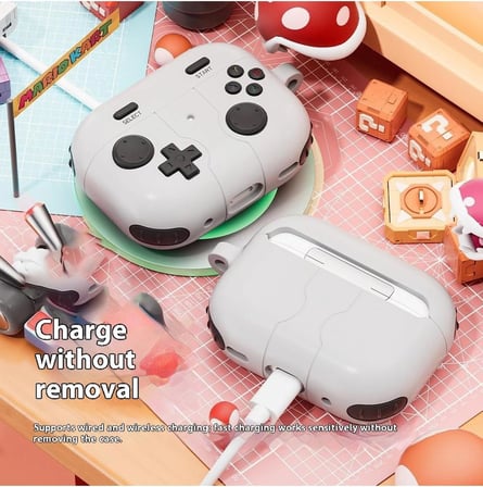 CaseOnn Kılıf Retro GamePad Siyah Siyah Samsung Galaxy Buds 3 ile uyumlu