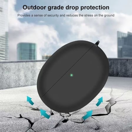 Xiaomi Redmi Buds 5 Pro için Kulaklık Kılıfı Extra Kalın Yapılı 360° Koruma Sağlayan Toz Koruma Tıpalı Darbelere Karşı Dirençli Taşıma Askılı Silikon Koruyucu (Siyah)