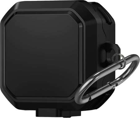 Samsung Galaxy Buds 4 ile Uyumlu Kılıf Darbelere Karşı Dayanıklı Zırhlı Sert Kenar Mat Silikon Koruyucu Kapak Çift Renkli Ultra Güçlü Silikon Full Koruma Metal Çengelli Kilitli Siyah