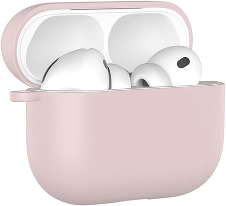 AirPods Pro 3 Uyumlu Silikon Kılıf – Darbe ve Çizilme Koruyucu, Soft Touch Silikon, Kablosuz Şarj Destekli, Taşıma İpi Slotlu (Kum Pembe)