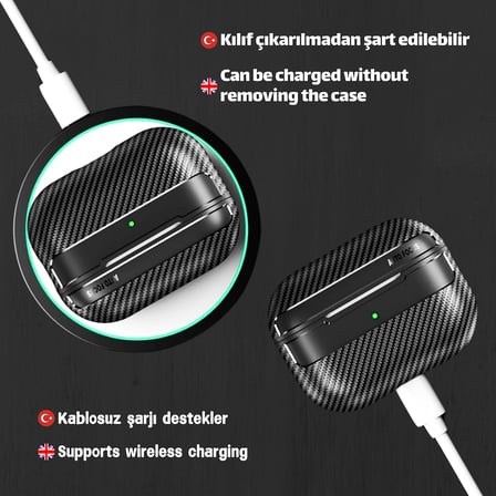 Pro 2 Nesil Uyumlu Karbon Fiber Hybrid Polymer Technology Premium Kulaklik Kilifi