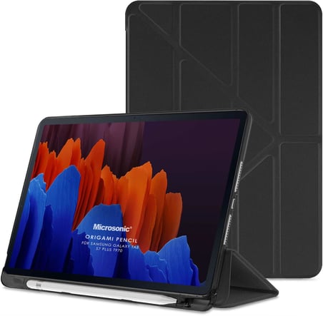 Samsung Galaxy Tab S9 Plus X810 için Kılıf Origami Pencil Siyah [Galaxy Tab S9 Plus X810 ile Uyumlu Kılıf - Siyah]