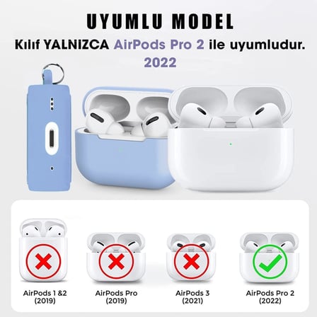 For AirPods Pro 2 ile uyumlu Kılıf Silikon Tam Koruma Kancalı Anahtarlık Comely For Apple Airpods Pro 2 ile Uyumlu Silikon Kılıf Siyah