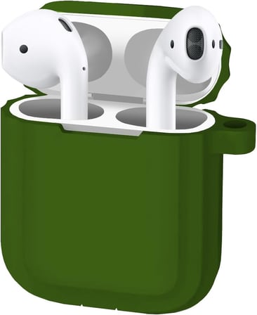 Airpods 1/2 Uyumlu Rubber Silicone Case Kancalı Yumuşak Silikon Kılıf Airpods 1 ve 2 Uyumlu Kulaklık Kılıfı (Yeşil)