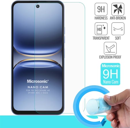 TECNO Spark Go 2 Nano Glass Cam Ekran Koruyucu [Spark Go 2 ile Uyumlu Ekran Koruyucu - Şeffaf]