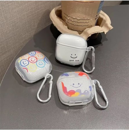 Samsung Galaxy Buds 4 Kılıf Transparan Smiley Kalp Pembe