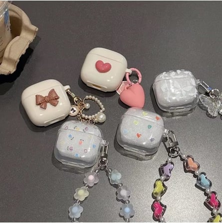 Samsung Galaxy Buds 4 Kılıf Transparan Smiley Kalp Pembe