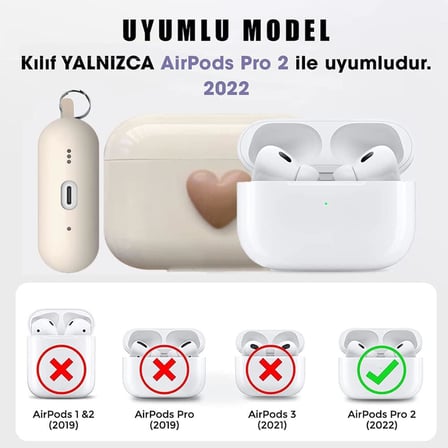 AirPods Pro 2.Nesil için Kılıf Süslü Kalp Desenli Kırmızı [AirPods Pro 2. Nesil ile Uyumlu Kılıf - Kırmızı]