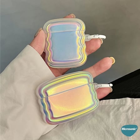 AirPods 3. Nesil için Kılıf Zigzag Hologram Çok Renkli [AirPods 3 ile Uyumlu Kılıf - Çok Renkli]