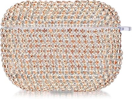 CaseOnn Kılıf Kristal Taşlı Parıltılı Rose Gold Rose Gold Apple AirPods Pro 3 ile uyumlu
