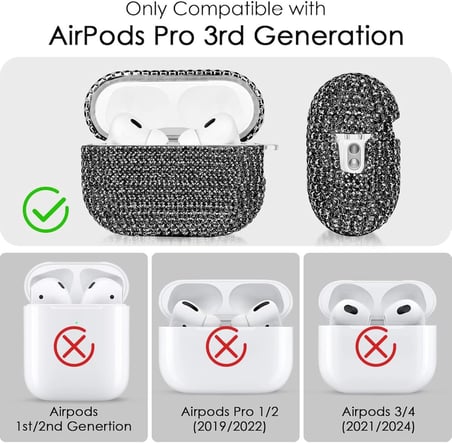 CaseOnn Kılıf Kristal Taşlı Parıltılı Rose Gold Rose Gold Apple AirPods Pro 3 ile uyumlu