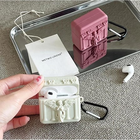 CaseOnn Kılıf Antik Melek Gri Gri Apple AirPods 3.Nesil ile uyumlu