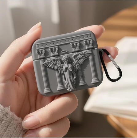 CaseOnn Kılıf Antik Melek Gri Gri Apple AirPods 3.Nesil ile uyumlu