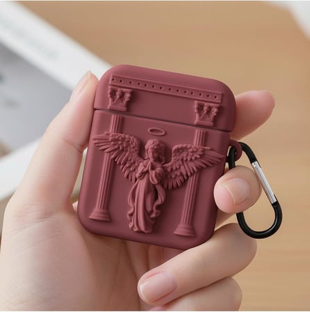 CaseOnn Kılıf Antik Melek Bordo Bordo Apple AirPods 1/2.Nesil ile uyumlu