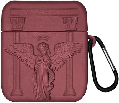 CaseOnn Kılıf Antik Melek Bordo Bordo Apple AirPods 1/2.Nesil ile uyumlu