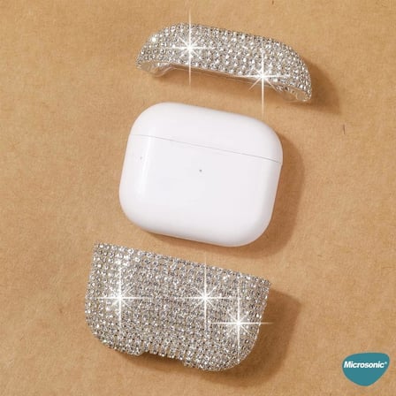 AirPods 3. Nesil için Kılıf Diamond Swarovski Görünümlü Taşlı Siyah [AirPods 3 ile Uyumlu Kılıf - Siyah]