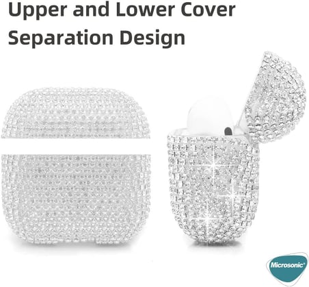 AirPods 3. Nesil için Kılıf Diamond Swarovski Görünümlü Taşlı Siyah [AirPods 3 ile Uyumlu Kılıf - Siyah]