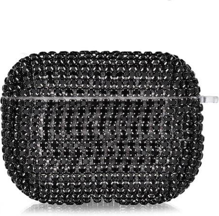AirPods 3. Nesil için Kılıf Diamond Swarovski Görünümlü Taşlı Siyah [AirPods 3 ile Uyumlu Kılıf - Siyah]