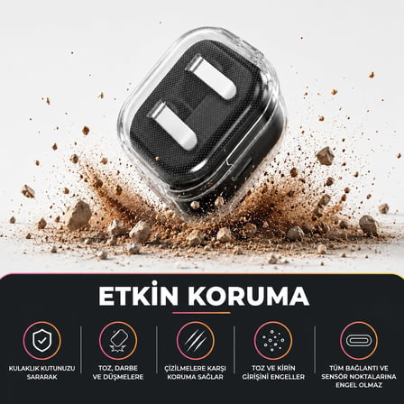 Samsung Galaxy Buds 4 / Buds 4 Pro ile Uyumlu Teddy 3D Ayıcıklı Şeffaf Kulaklık Kılıfı – İnci Askılı, Altın Renk Karabinalı, Çiçek Figürlü Koruyucu Kulaklık Kabı